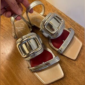 Roger Vivier Belle Vivier Silver Buckle Sandals Size EU 40 - good condition